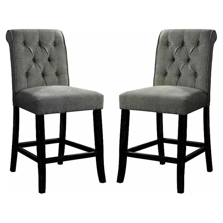 Kirklands Home Tufted Landon Counter Stools, Set of 2 Gray Clearance