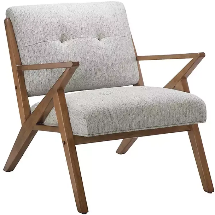 Kirklands Home Tufted Pecan Wood Mid-Century Modern Armchair Gray Online