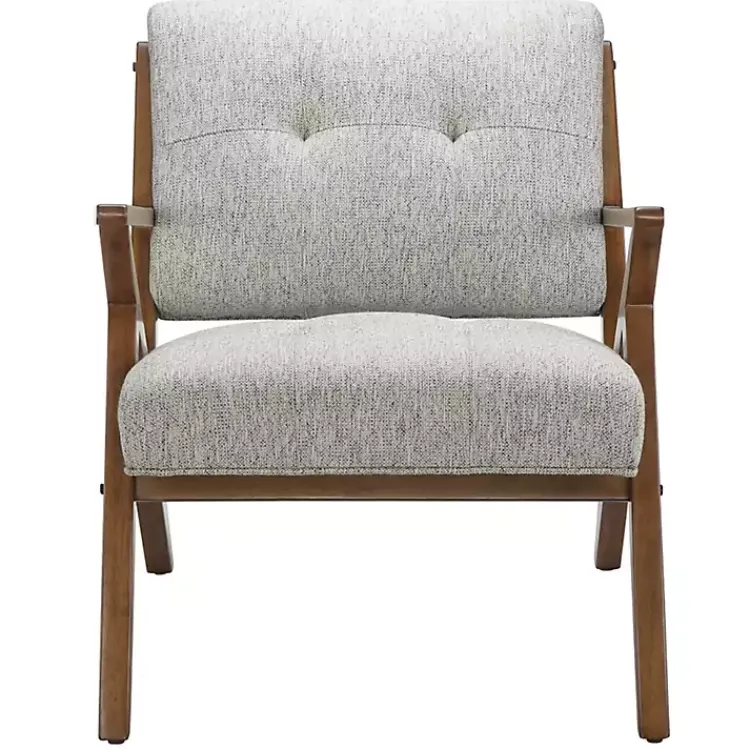Kirklands Home Tufted Pecan Wood Mid-Century Modern Armchair Gray Online