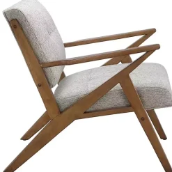 Kirklands Home Tufted Pecan Wood Mid-Century Modern Armchair Gray Online