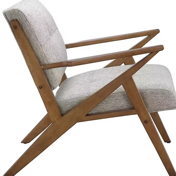 Kirklands Home Tufted Pecan Wood Mid-Century Modern Armchair Gray Online