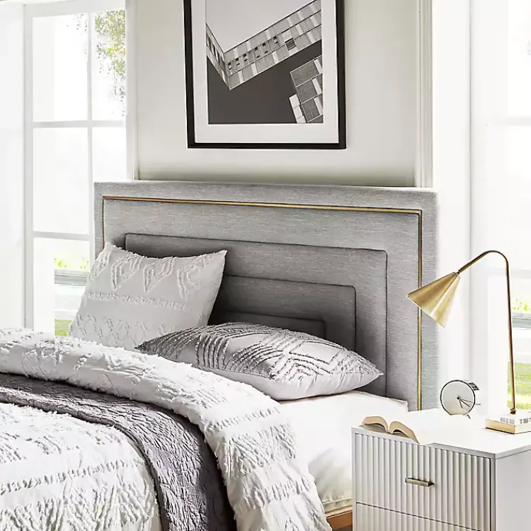 Kirklands Home Tufted Upholstered Adjustable Queen Headboard Gray Hot