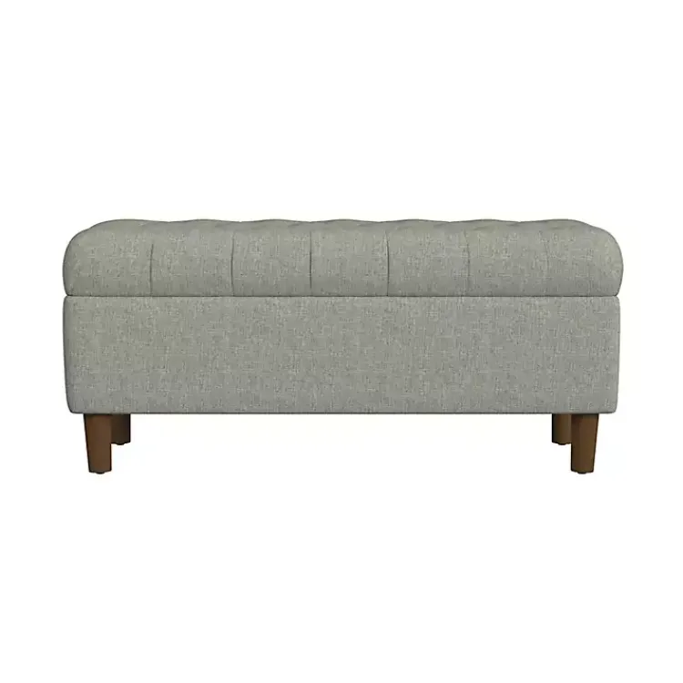 Kirklands Home Tufted Upholstered Storage Bench Gray Clearance