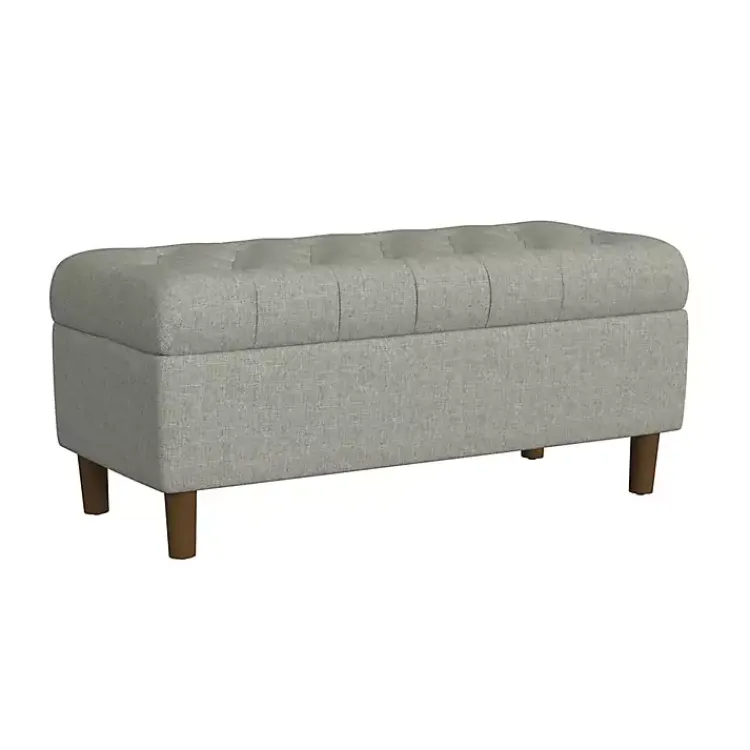 Kirklands Home Tufted Upholstered Storage Bench Gray Clearance