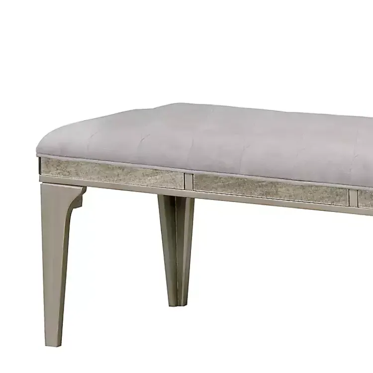 Kirklands Home Tufted Upholstered Silver Dining Bench Gray Clearance