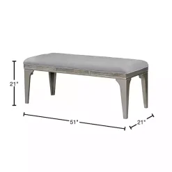 Kirklands Home Tufted Upholstered Silver Dining Bench Gray Clearance