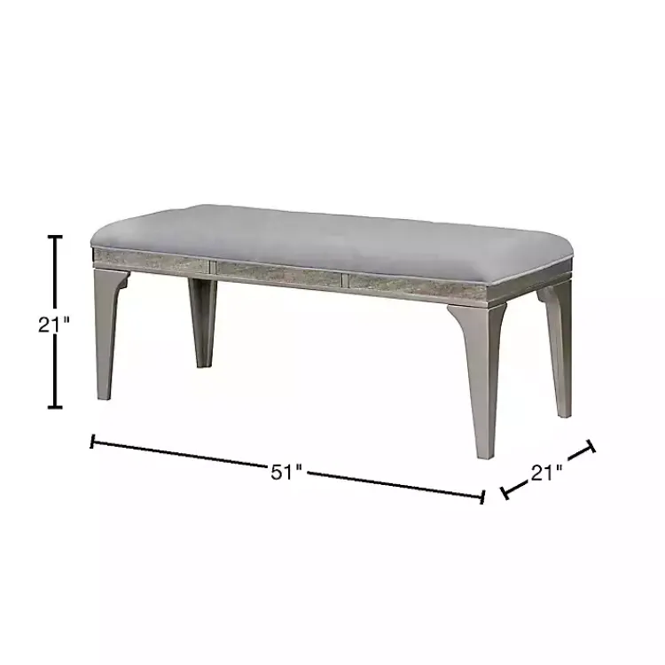 Kirklands Home Tufted Upholstered Silver Dining Bench Gray Clearance