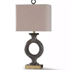 Kirklands Home Gray Tweed Open Hoop Table Lamp Tan Clearance