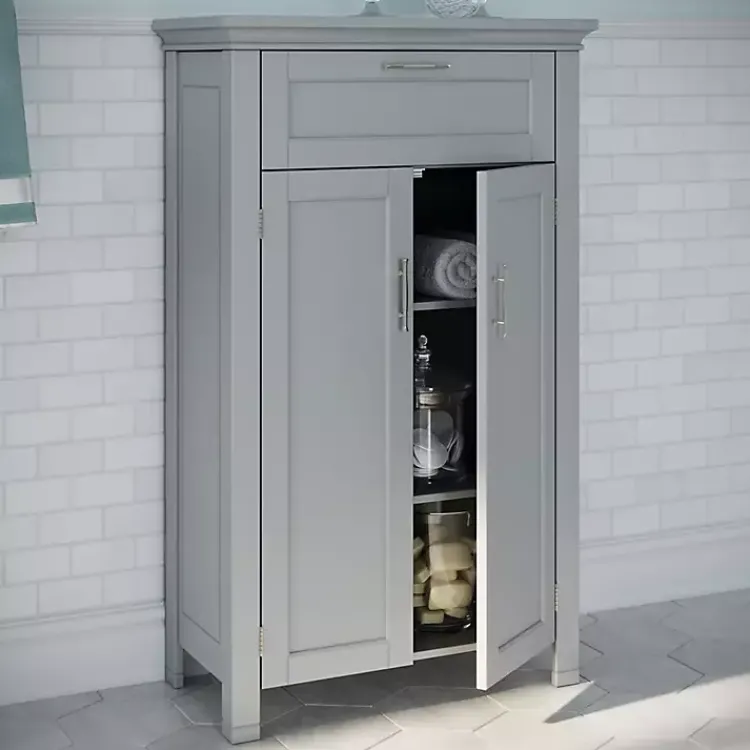 Kirklands Home Two-Door Top Shelf Cabinet Gray