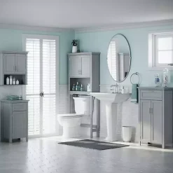 Kirklands Home Two-Door Top Shelf Cabinet Gray
