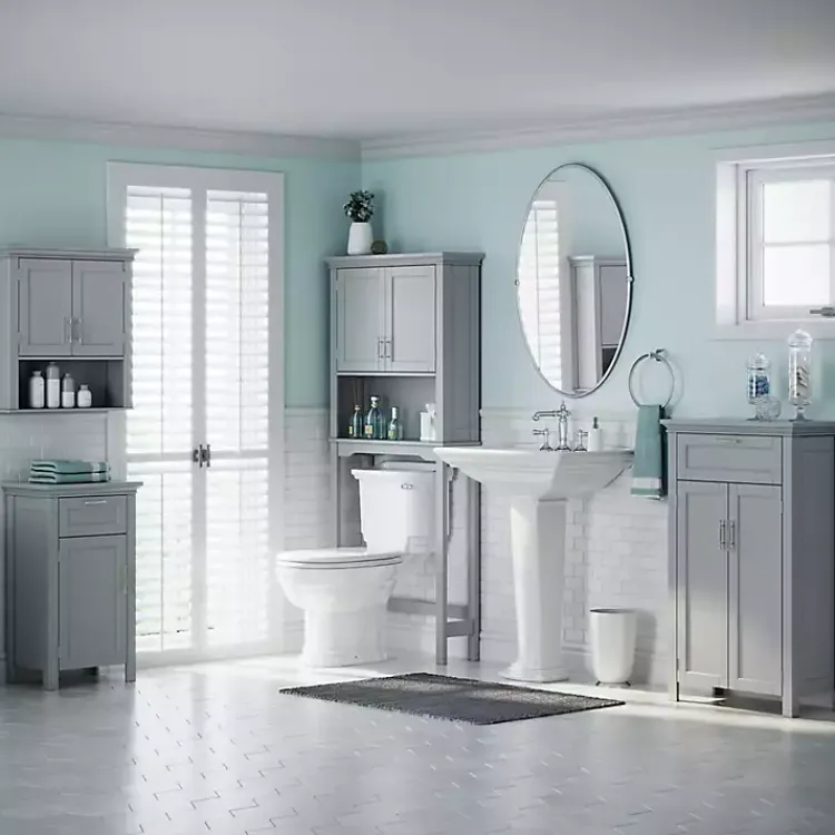 Kirklands Home Two-Door Top Shelf Cabinet Gray