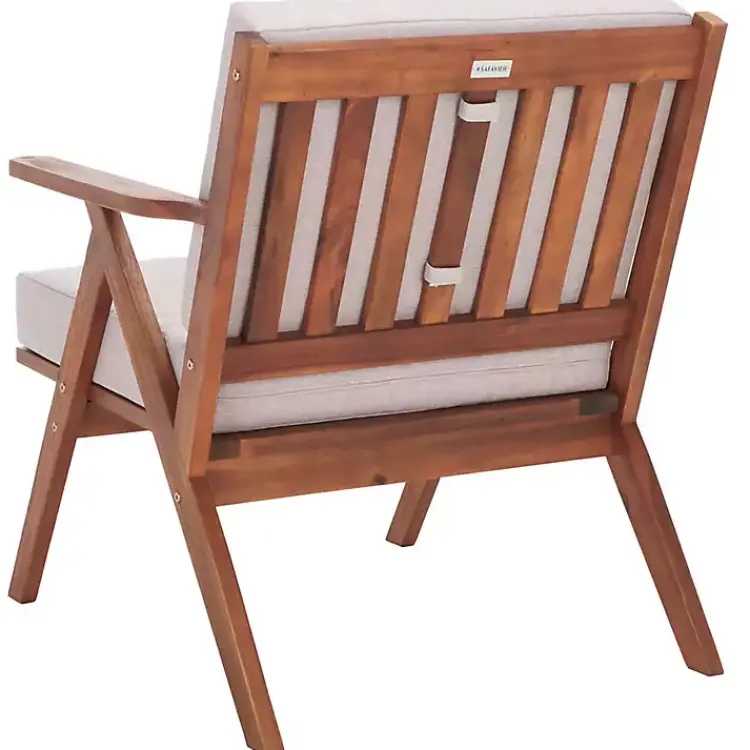 Kirklands Home Upholstered Acacia Wood Outdoor Chair Gray Hot