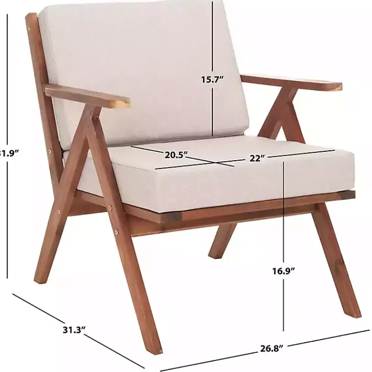 Kirklands Home Upholstered Acacia Wood Outdoor Chair Gray Hot