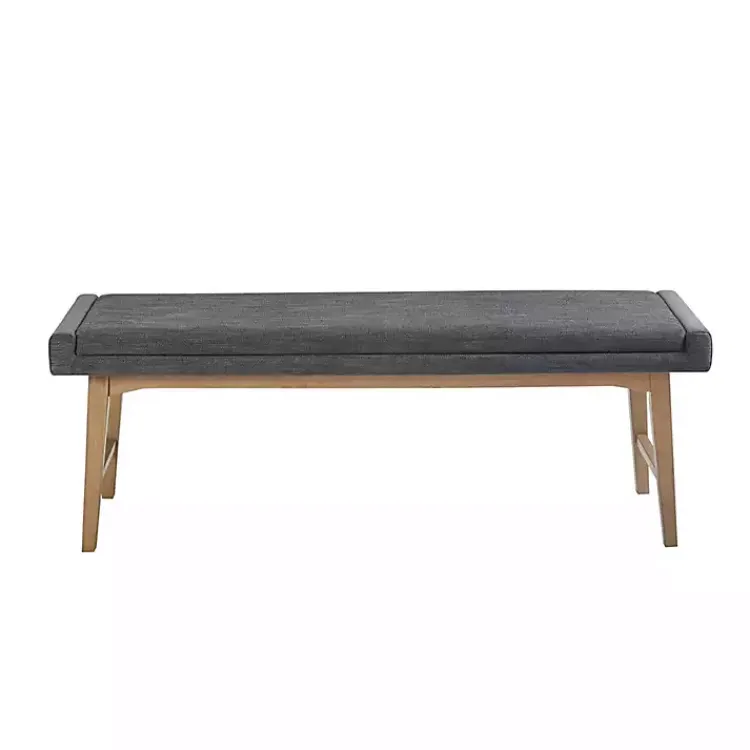 Kirklands Home Upholstered and Wood Legs Bench Gray Discount