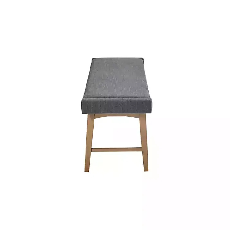 Kirklands Home Upholstered and Wood Legs Bench Gray Discount