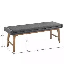 Kirklands Home Upholstered and Wood Legs Bench Gray Discount