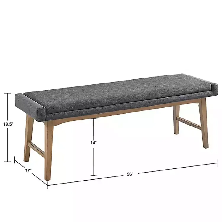 Kirklands Home Upholstered and Wood Legs Bench Gray Discount
