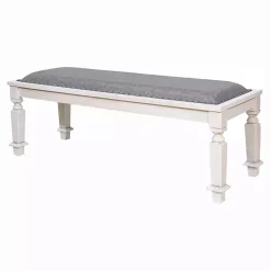 Kirklands Home Upholstered Antique White Quin Bench Gray Discount