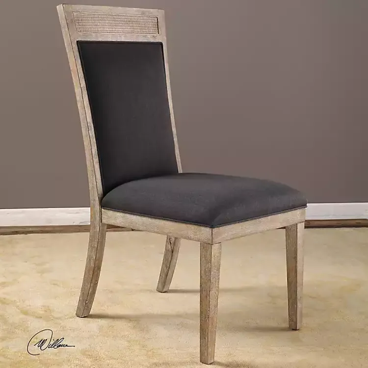 Kirklands Home Upholstered Cane Detailing Dining Chair Gray Outlet