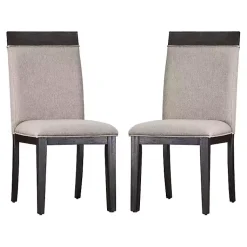 Kirklands Home Upholstered Erin Dining Chairs, Set of 2 Gray New