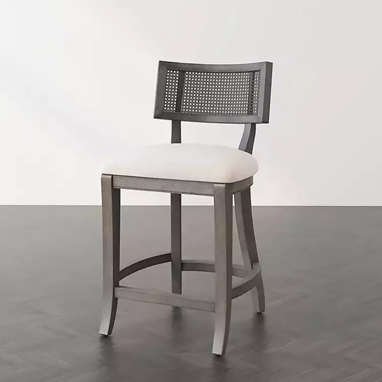 Kirklands Home Gray Upholstered Farmhouse Counter Stool Sale