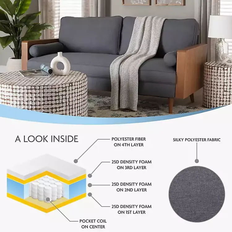 Kirklands Home Upholstered Harley Walnut Sofa Gray Hot