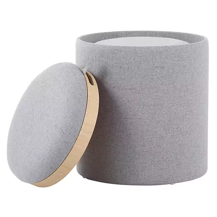 Kirklands Home Upholstered Ottomans with Tray Tops, Set of 2 Gray New