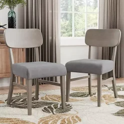 Kirklands Home Upholstered Porter Dining Chairs, Set of 2 Gray Hot