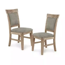 Kirklands Home Upholstered Rustic Dining Chairs, Set of 2 Gray