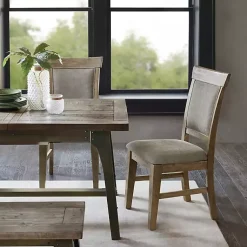 Kirklands Home Upholstered Rustic Dining Chairs, Set of 2 Gray