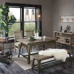 Kirklands Home Upholstered Rustic Dining Chairs, Set of 2 Gray