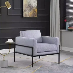Kirklands Home Upholstered Square Accent Chair Gray