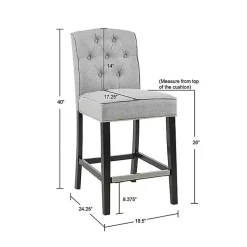 Kirklands Home Upholstered Tufted Button Back Counter Stool Gray Discount