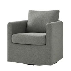 Kirklands Home Upholstered Vasser Slipcover Swivel Chair Gray New