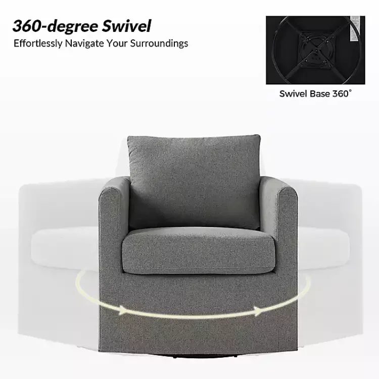 Kirklands Home Upholstered Vasser Slipcover Swivel Chair Gray New