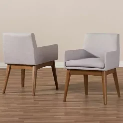 Kirklands Home Upholstered Walnut Dining Chairs, Set of 2 Gray Outlet