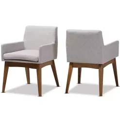 Kirklands Home Upholstered Walnut Dining Chairs, Set of 2 Gray Outlet