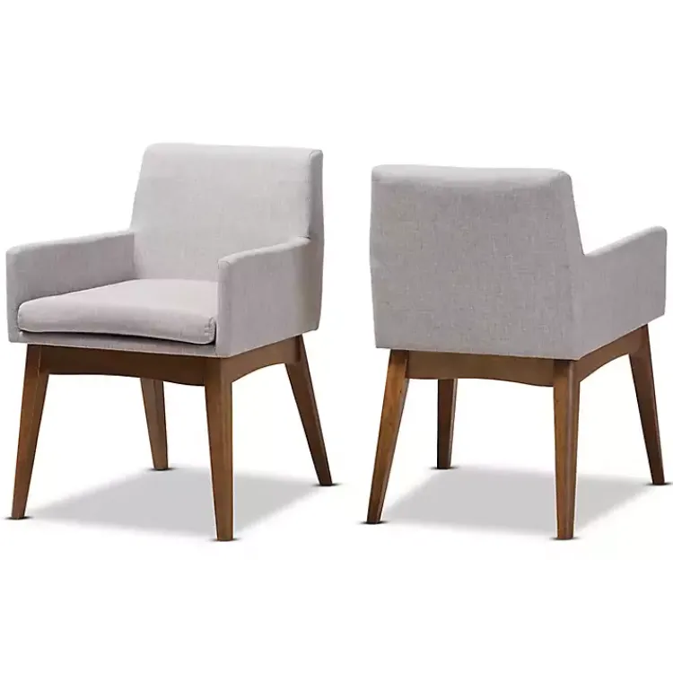 Kirklands Home Upholstered Walnut Dining Chairs, Set of 2 Gray Outlet