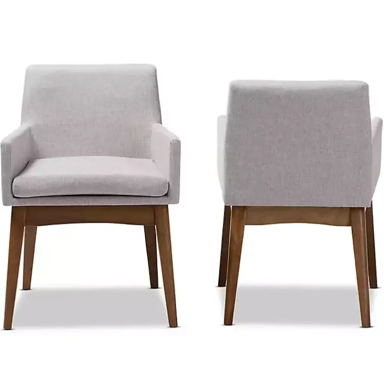 Kirklands Home Upholstered Walnut Dining Chairs, Set of 2 Gray Outlet