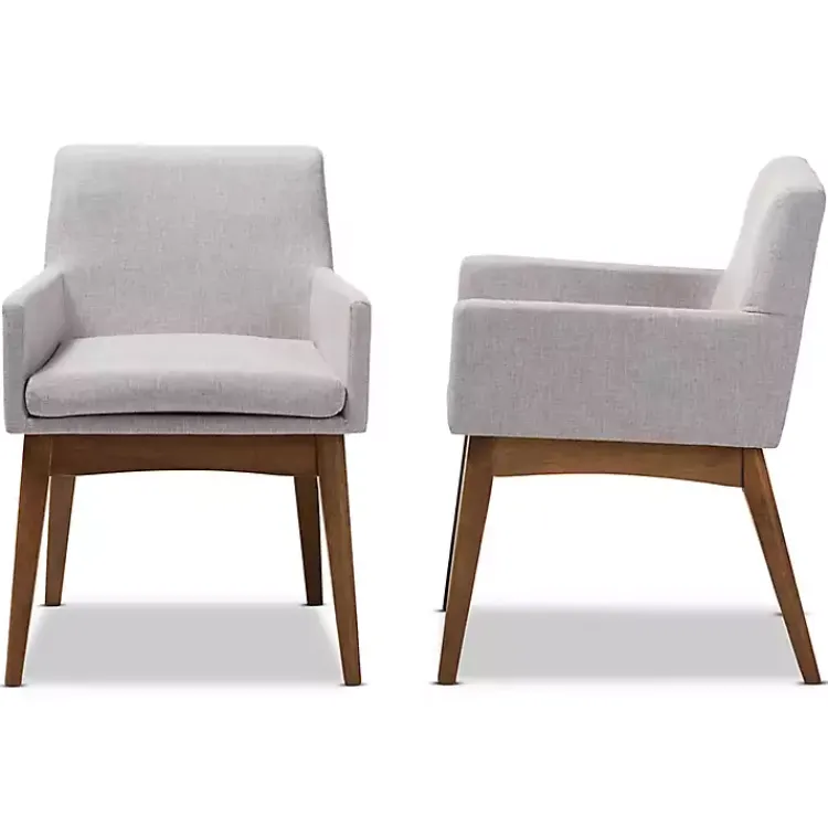 Kirklands Home Upholstered Walnut Dining Chairs, Set of 2 Gray Outlet