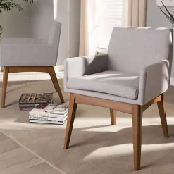 Kirklands Home Upholstered Walnut Dining Chairs, Set of 2 Gray Outlet