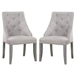 Kirklands Home Upholstered Wingback Dining Chairs, Set of 2 Gray Clearance