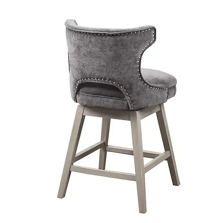 Kirklands Home Upholstered Wood Swivel Counter Stool Gray Online