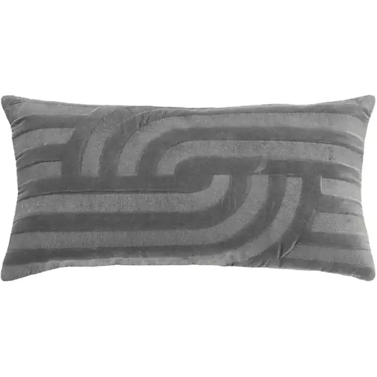 Pillows>Kirklands Home Velvet Abstract Stripe Lumbar Pillow Gray