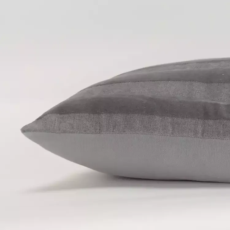 Pillows>Kirklands Home Velvet Abstract Stripe Lumbar Pillow Gray