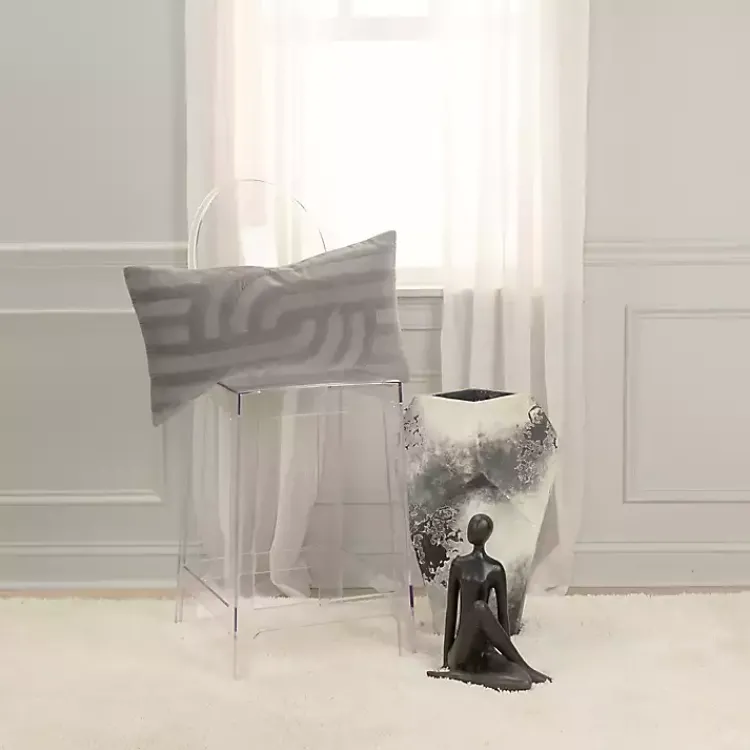 Pillows>Kirklands Home Velvet Abstract Stripe Lumbar Pillow Gray