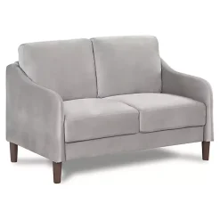 Kirklands Home Velvet Upholstered Modern Loveseat Gray New