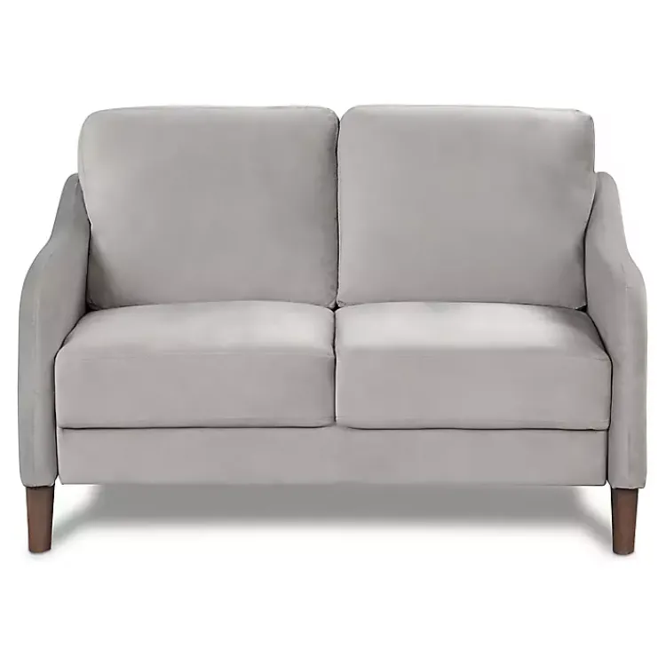 Kirklands Home Velvet Upholstered Modern Loveseat Gray New
