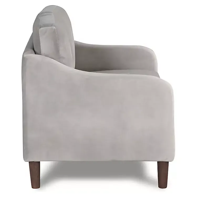 Kirklands Home Velvet Upholstered Modern Loveseat Gray New