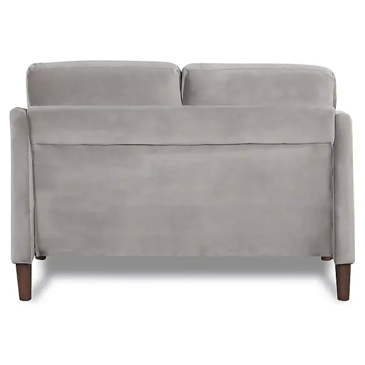 Kirklands Home Velvet Upholstered Modern Loveseat Gray New